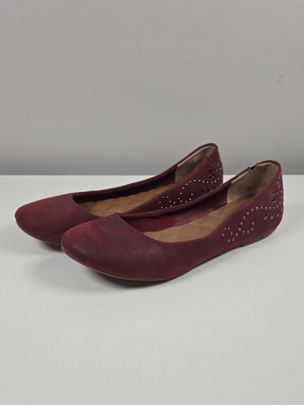 Mudd Wine Red Studded Slip-On Flats